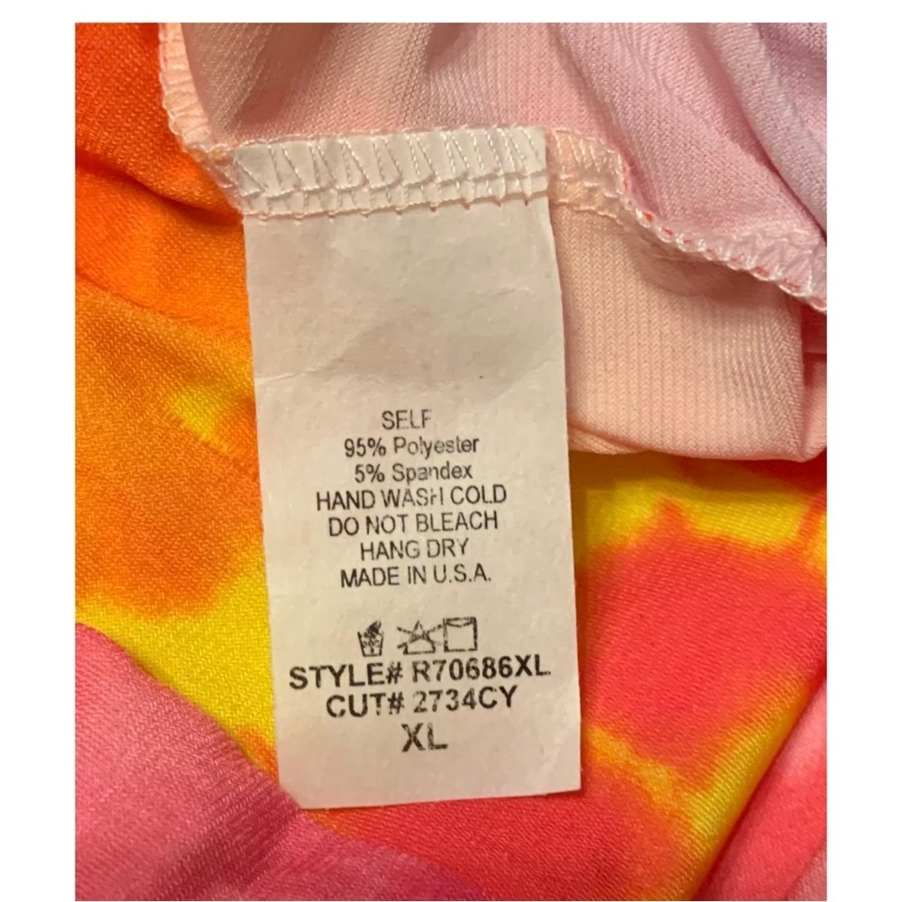 NWT-White Birch Sz Lg pink/orange/yellow tie die short sleeve romper w/pockets. - Picture 10 of 11